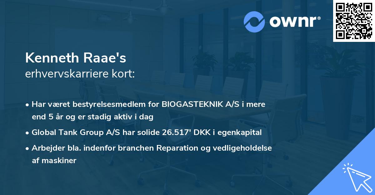 Kenneth Raae's erhvervskarriere kort