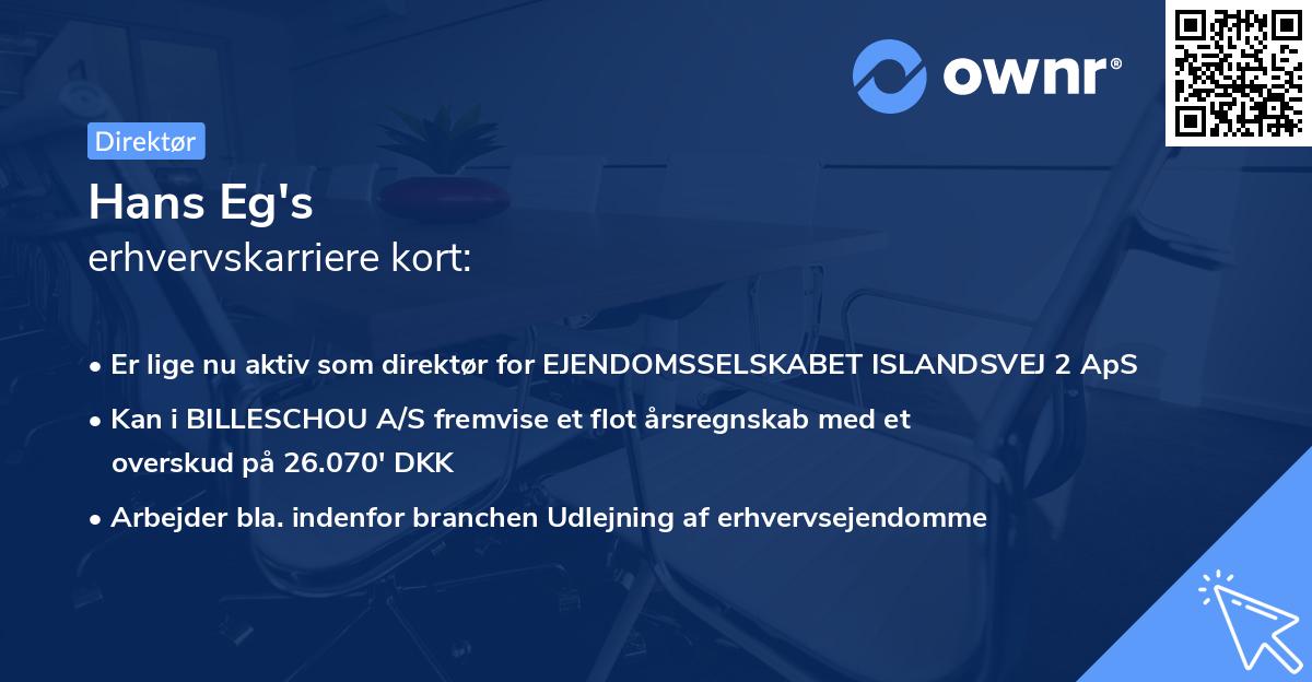 Hans Eg's erhvervskarriere kort