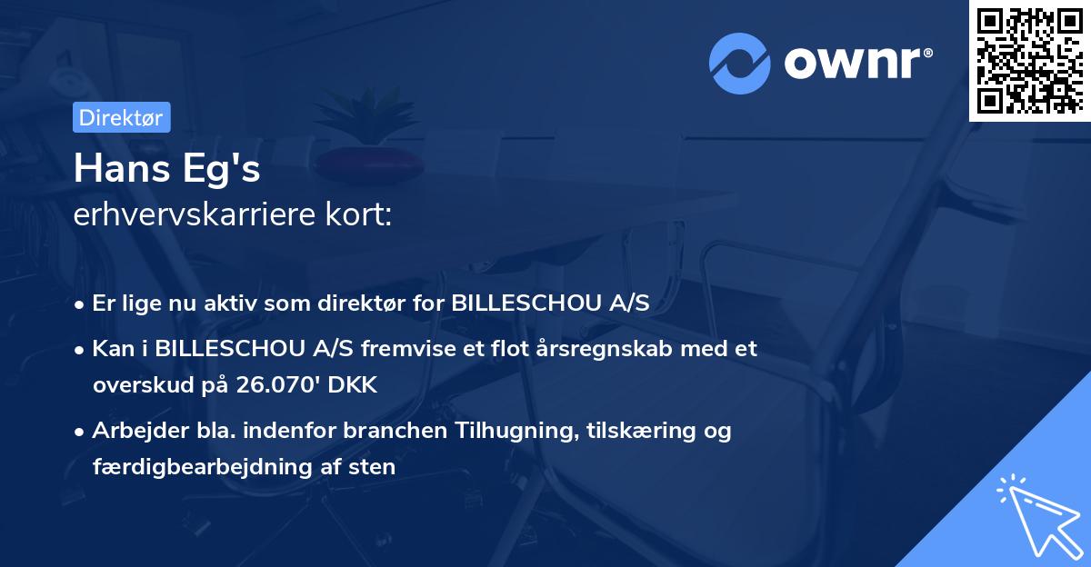 Hans Eg's erhvervskarriere kort