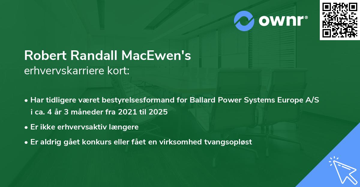 Robert Randall MacEwen's erhvervskarriere kort