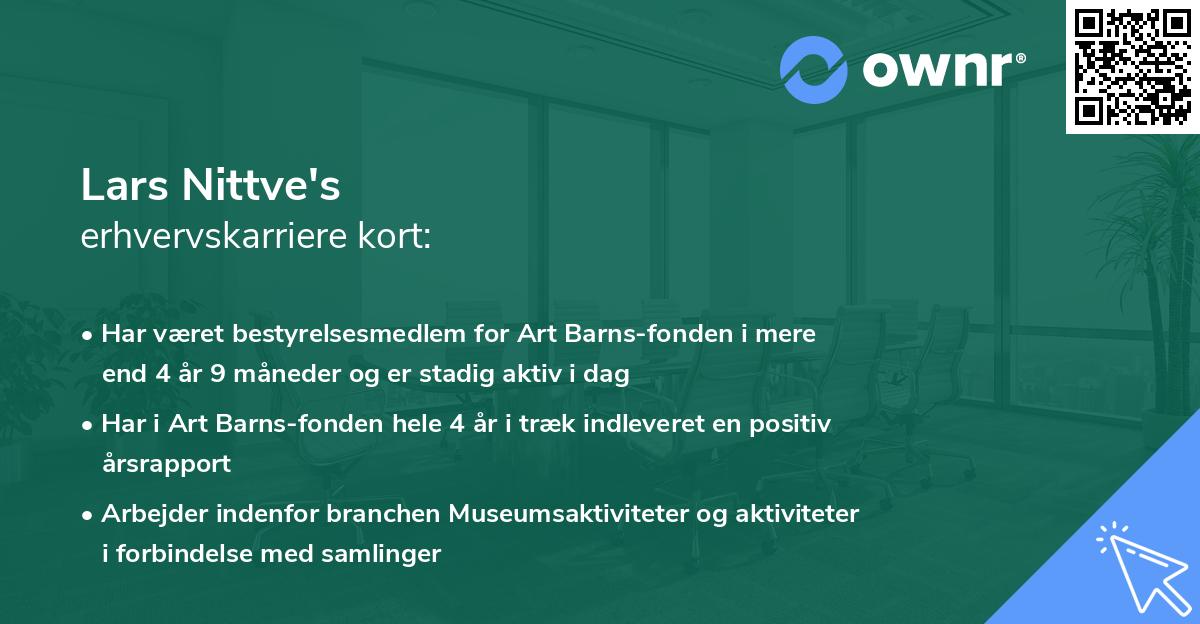 Lars Nittve's erhvervskarriere kort