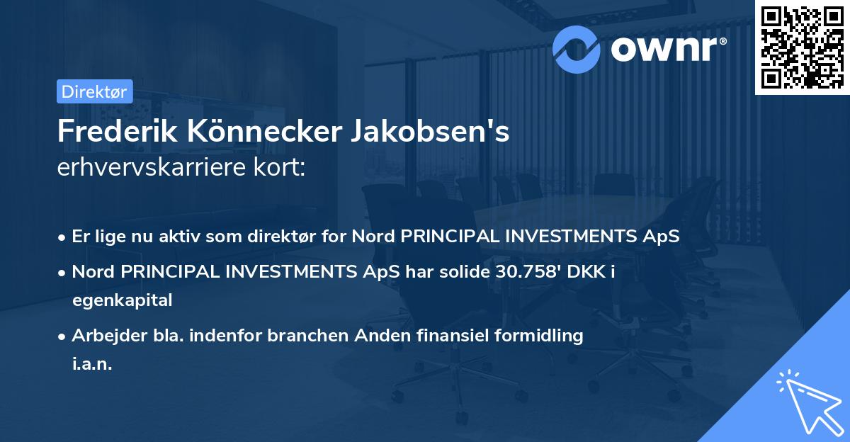 Frederik Könnecker Jakobsen's erhvervskarriere kort