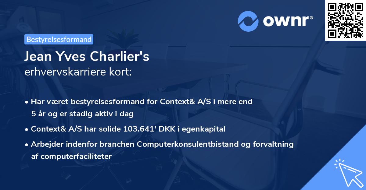 Jean Yves Charlier's erhvervskarriere kort