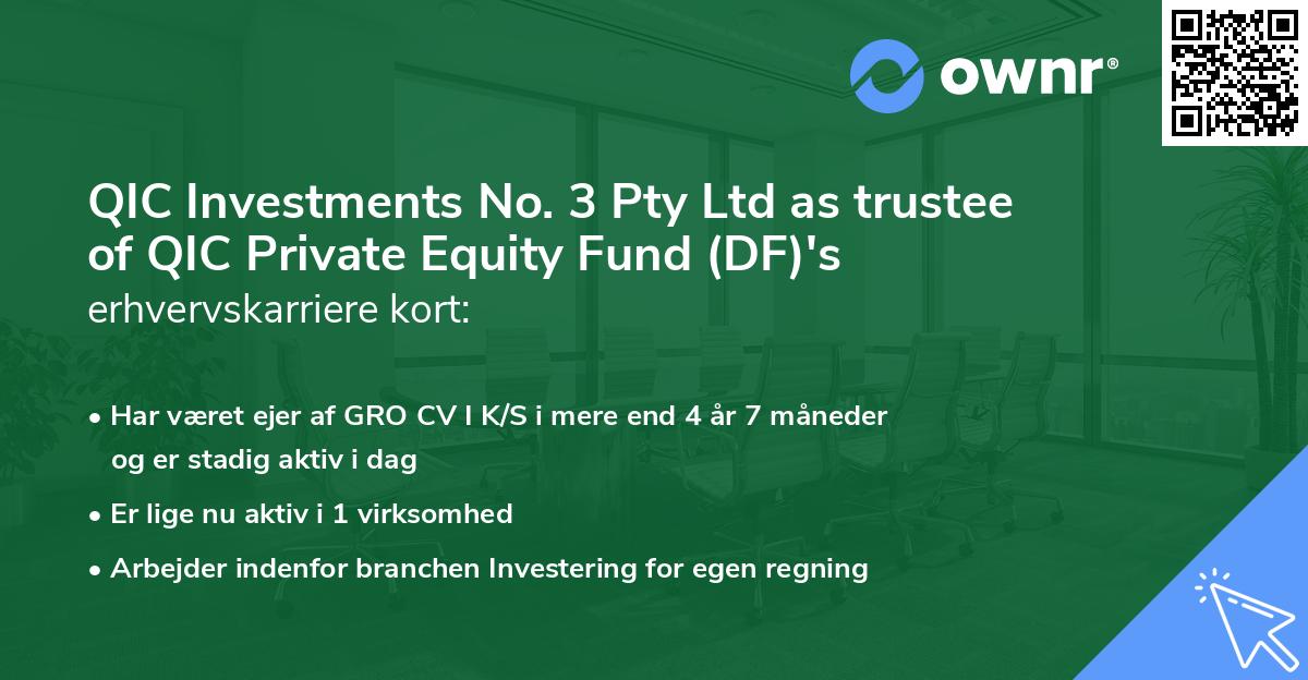 QIC Investments No. 3 Pty Ltd as trustee of QIC Private Equity Fund (DF)'s erhvervskarriere kort