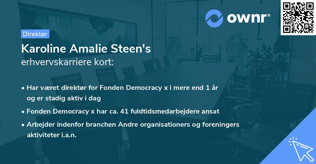 Karoline Amalie Steen's erhvervskarriere kort