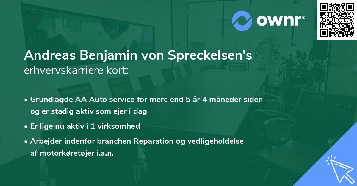 Andreas Benjamin von Spreckelsen's erhvervskarriere kort