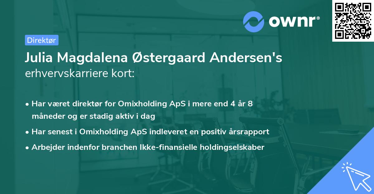 Julia Magdalena Østergaard Andersen's erhvervskarriere kort