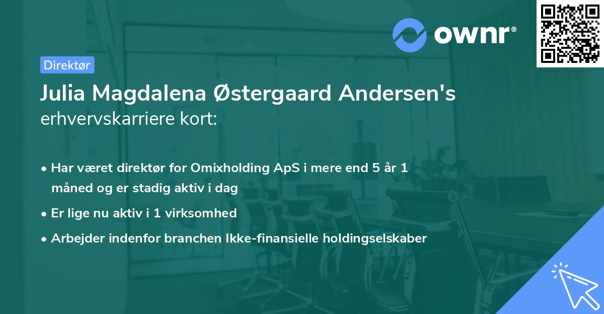 Julia Magdalena Østergaard Andersen's erhvervskarriere kort