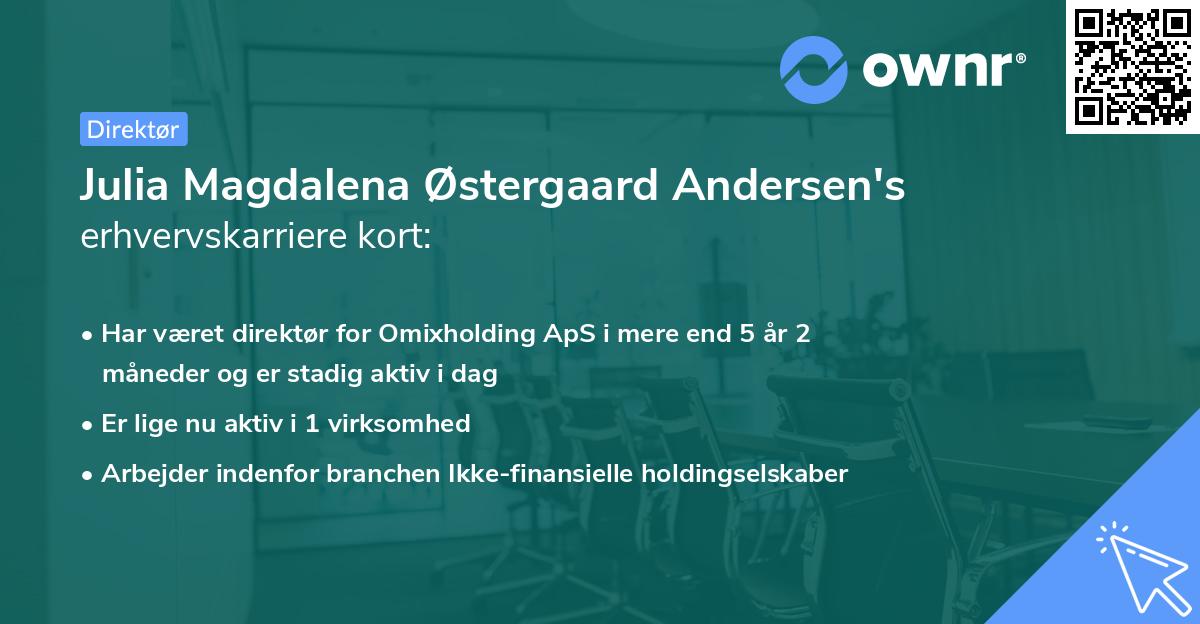 Julia Magdalena Østergaard Andersen's erhvervskarriere kort