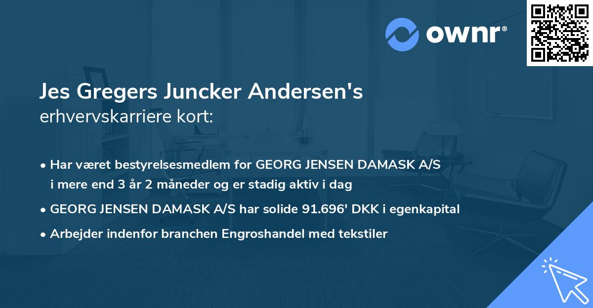 Jes Gregers Juncker Andersen's erhvervskarriere kort