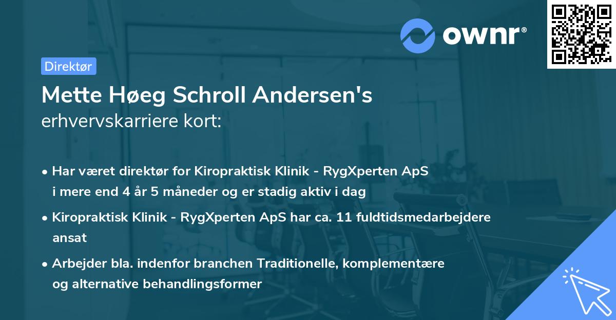 Mette Høeg Schroll Andersen's erhvervskarriere kort