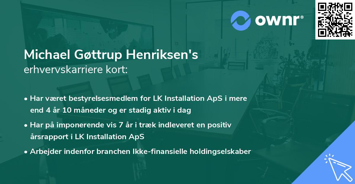 Michael Gøttrup Henriksen's erhvervskarriere kort