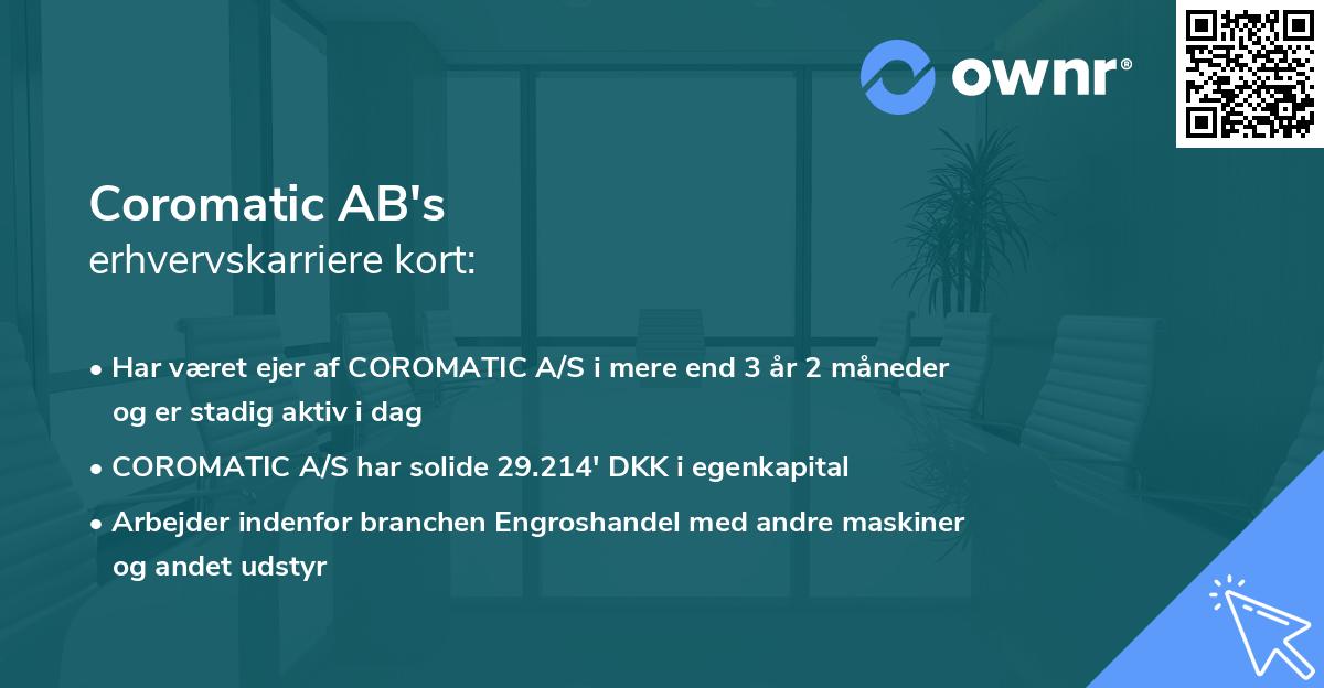 Coromatic AB's erhvervskarriere kort