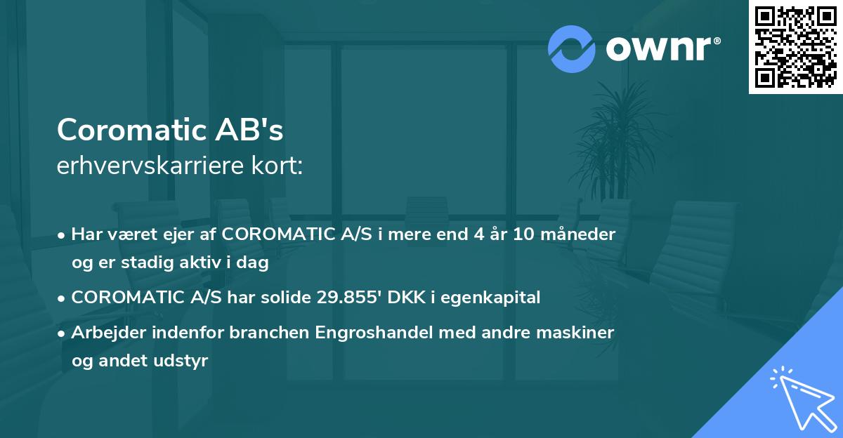 Coromatic AB's erhvervskarriere kort