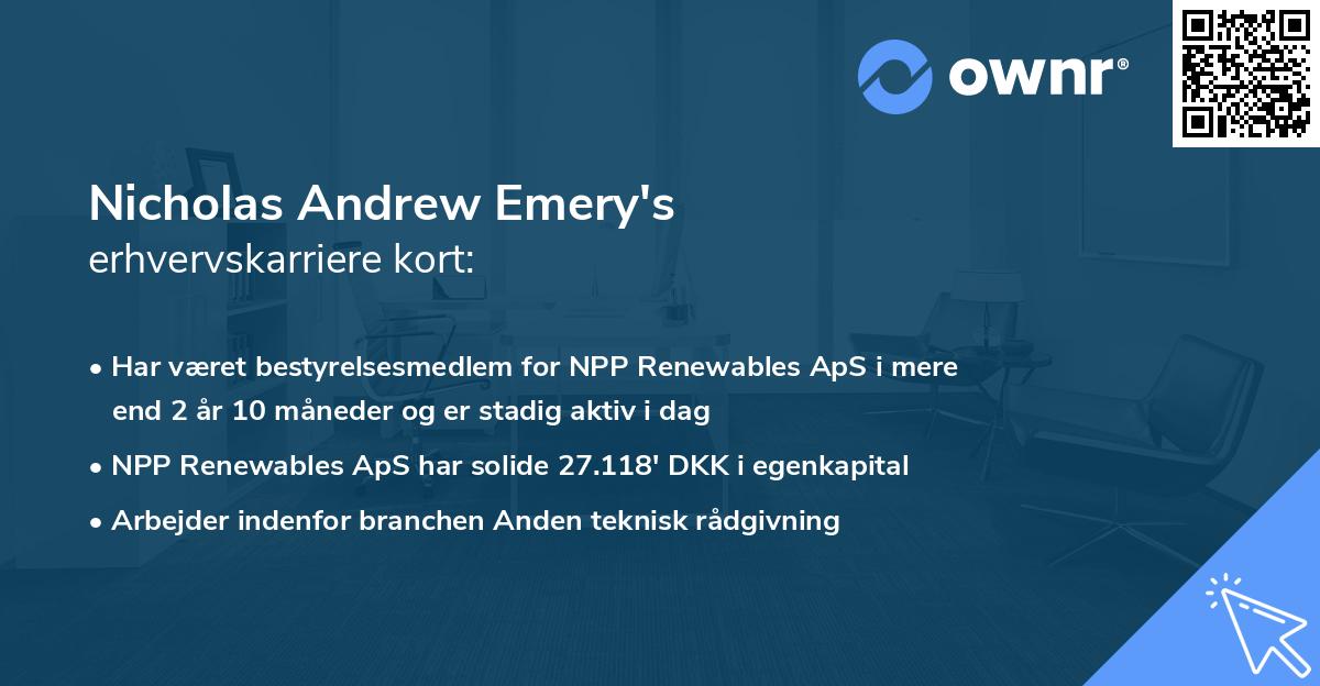 Nicholas Andrew Emery's erhvervskarriere kort