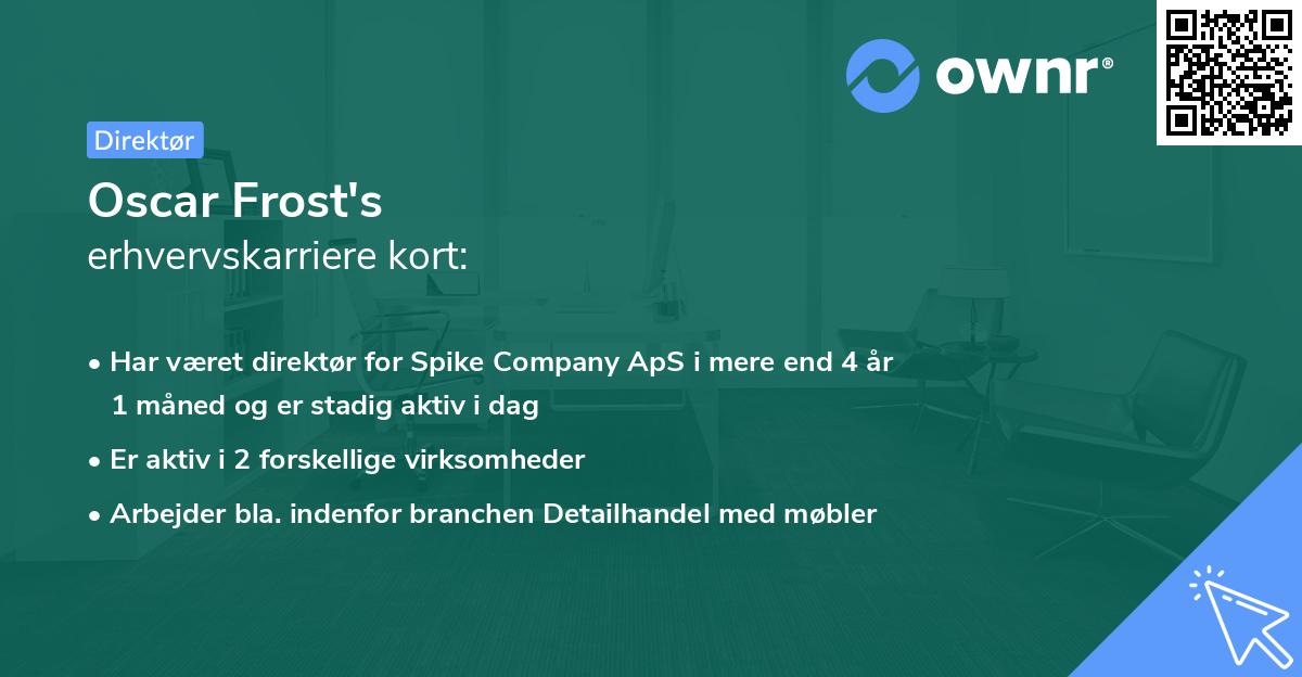 Oscar Frost's erhvervskarriere kort