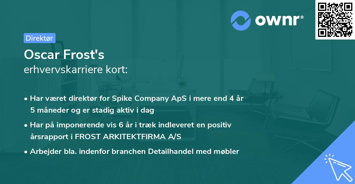 Oscar Frost's erhvervskarriere kort