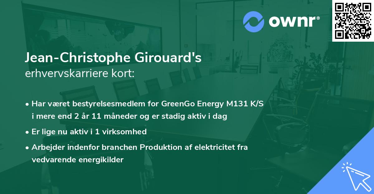 Jean-Christophe Girouard's erhvervskarriere kort