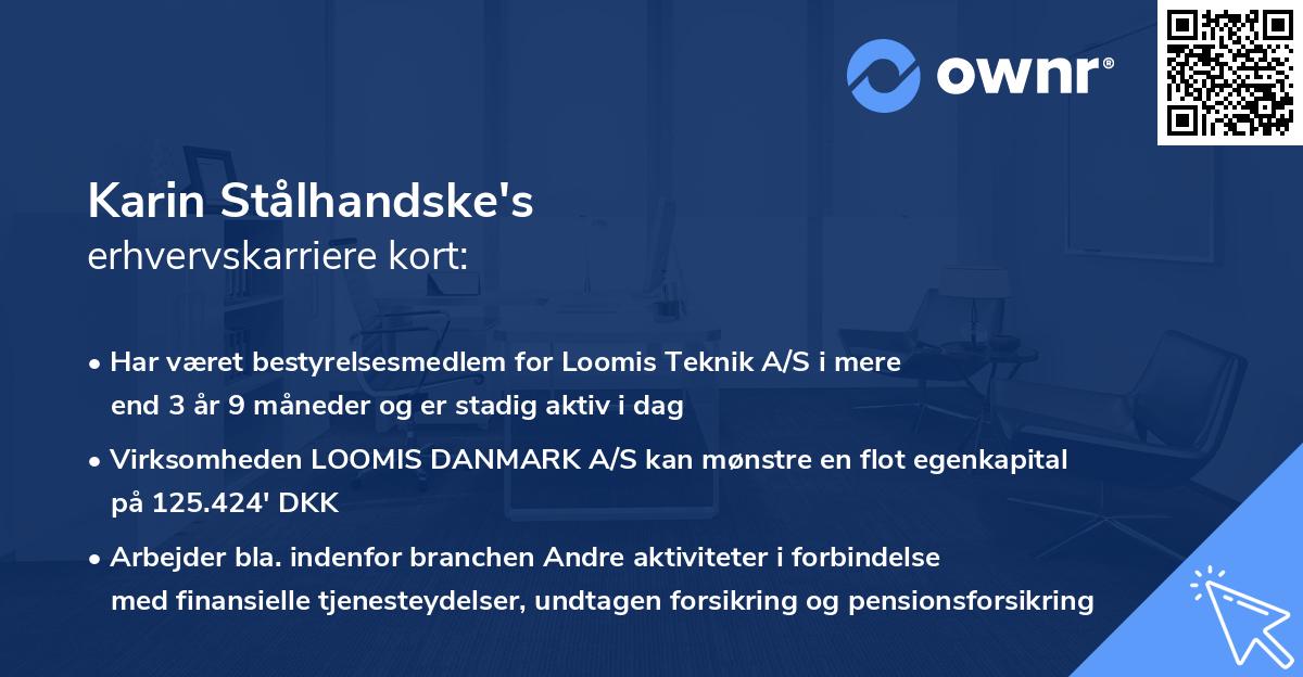 Karin Stålhandske's erhvervskarriere kort