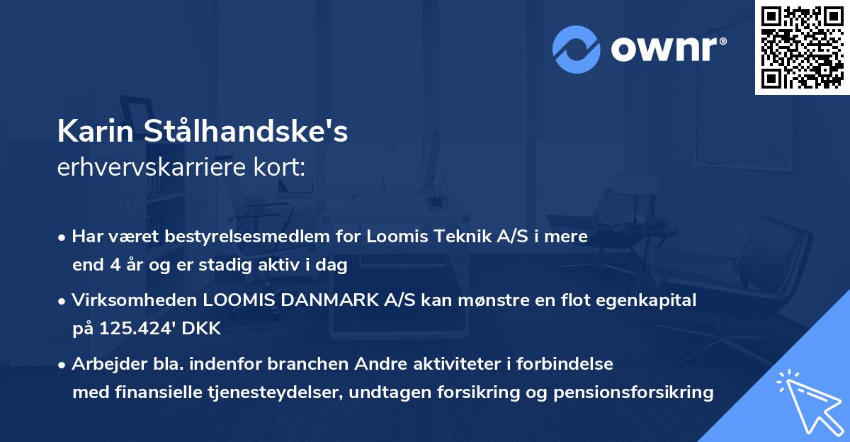 Karin Stålhandske's erhvervskarriere kort
