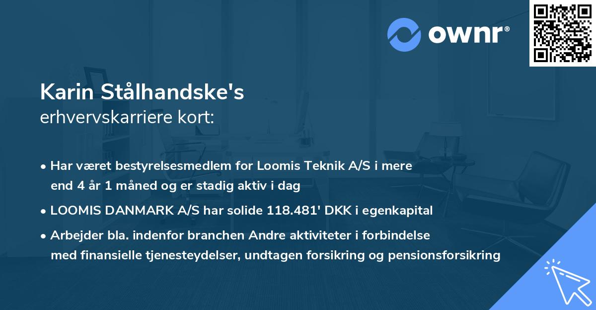 Karin Stålhandske's erhvervskarriere kort