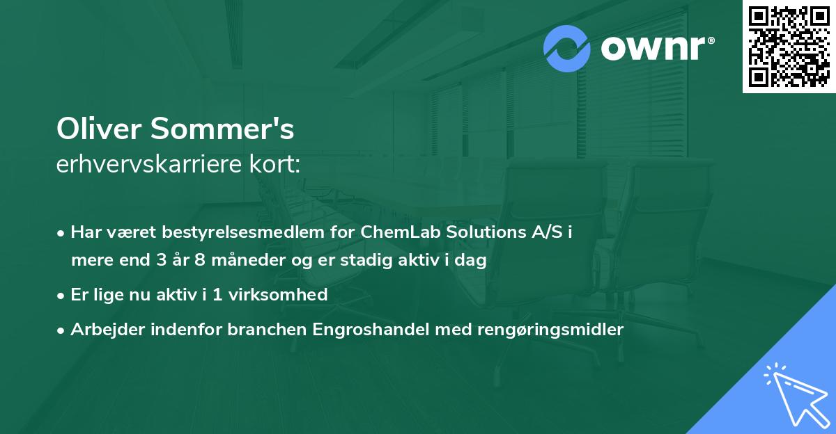 Oliver Sommer's erhvervskarriere kort