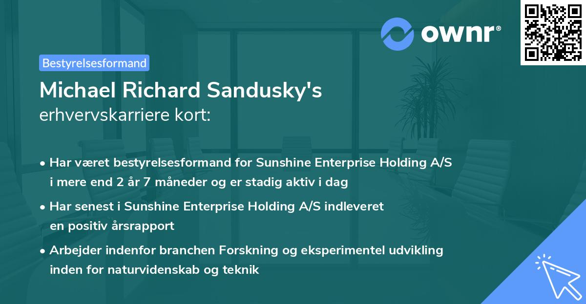 Michael Richard Sandusky's erhvervskarriere kort