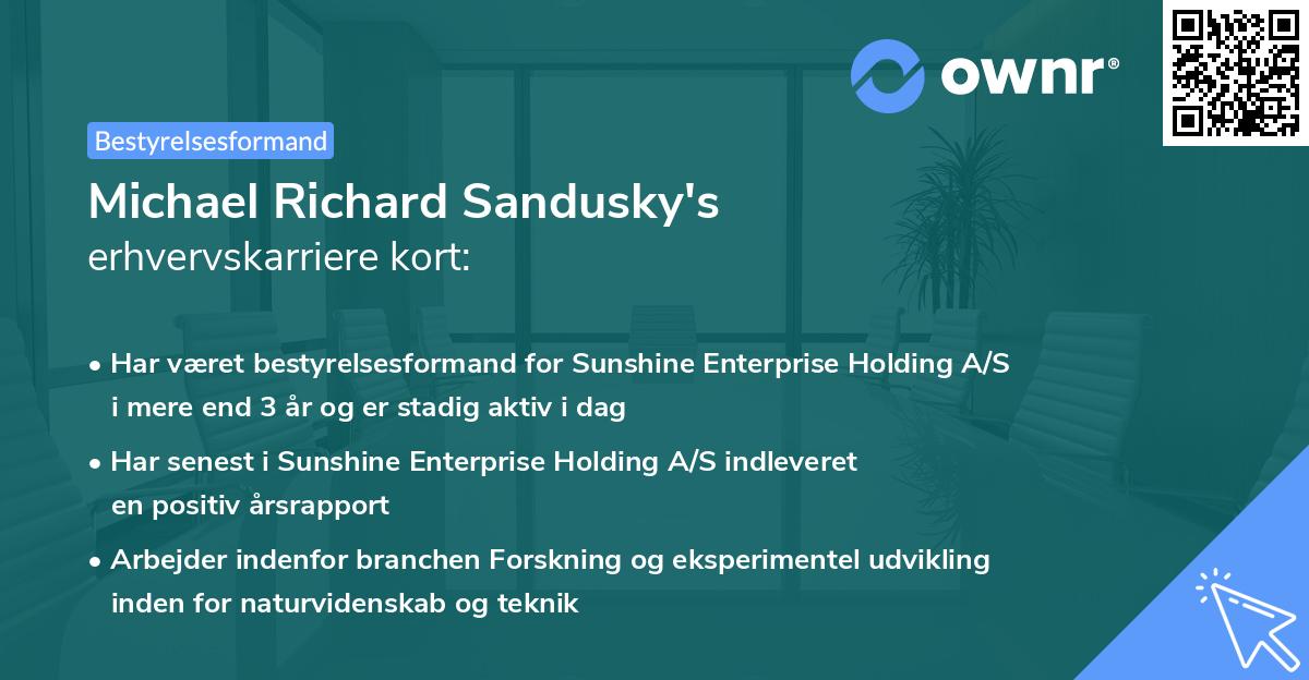 Michael Richard Sandusky's erhvervskarriere kort