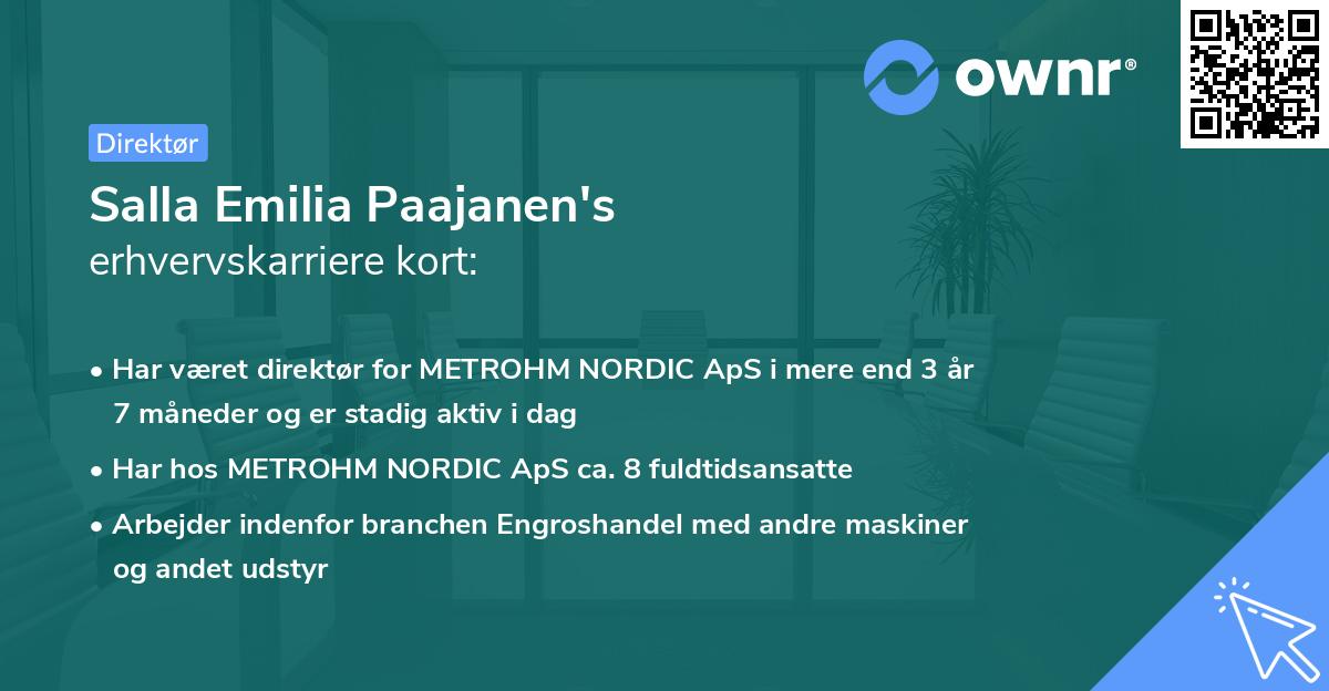 Salla Emilia Paajanen's erhvervskarriere kort