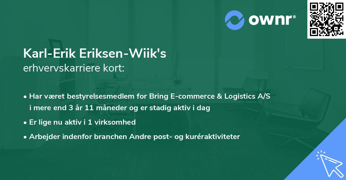 Karl-Erik Eriksen-Wiik's erhvervskarriere kort