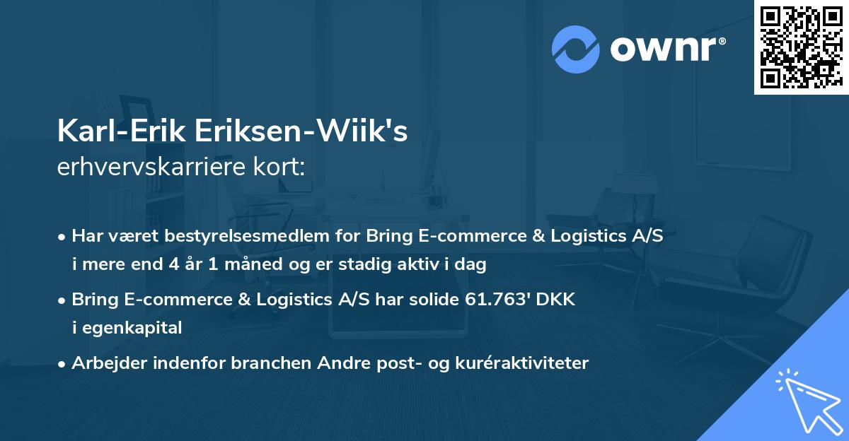 Karl-Erik Eriksen-Wiik's erhvervskarriere kort