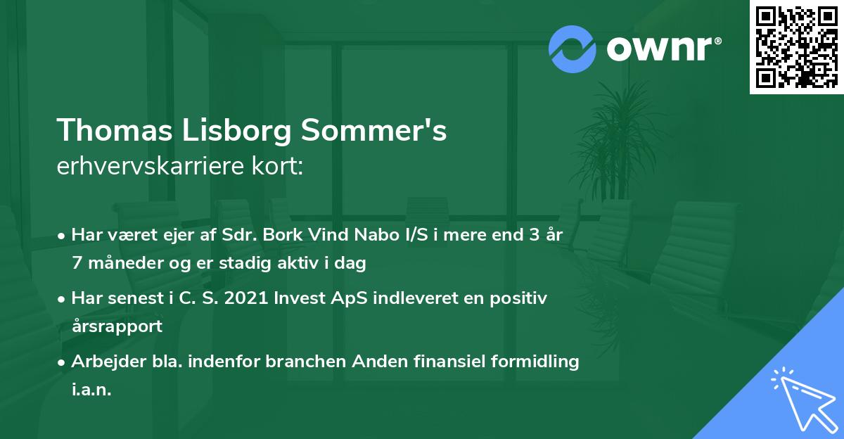 Thomas Lisborg Sommer's erhvervskarriere kort