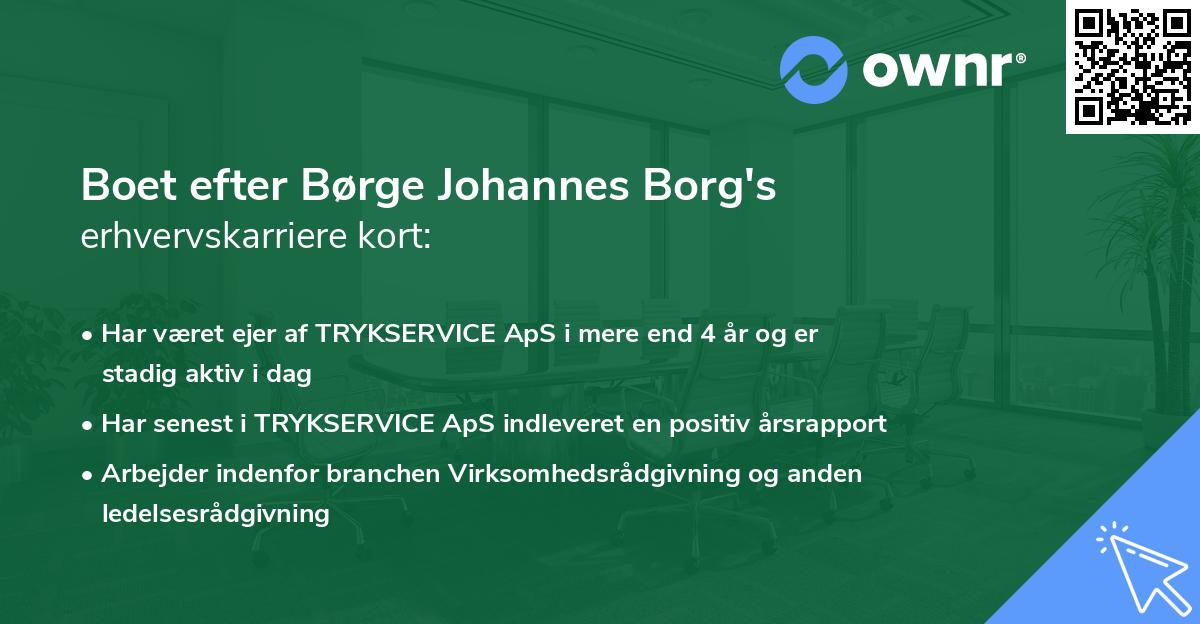 Boet efter Børge Johannes Borg's erhvervskarriere kort