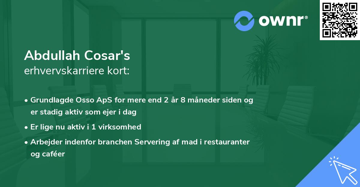 Abdullah Cosar's erhvervskarriere kort