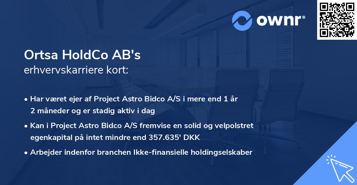 Ortsa HoldCo AB's erhvervskarriere kort