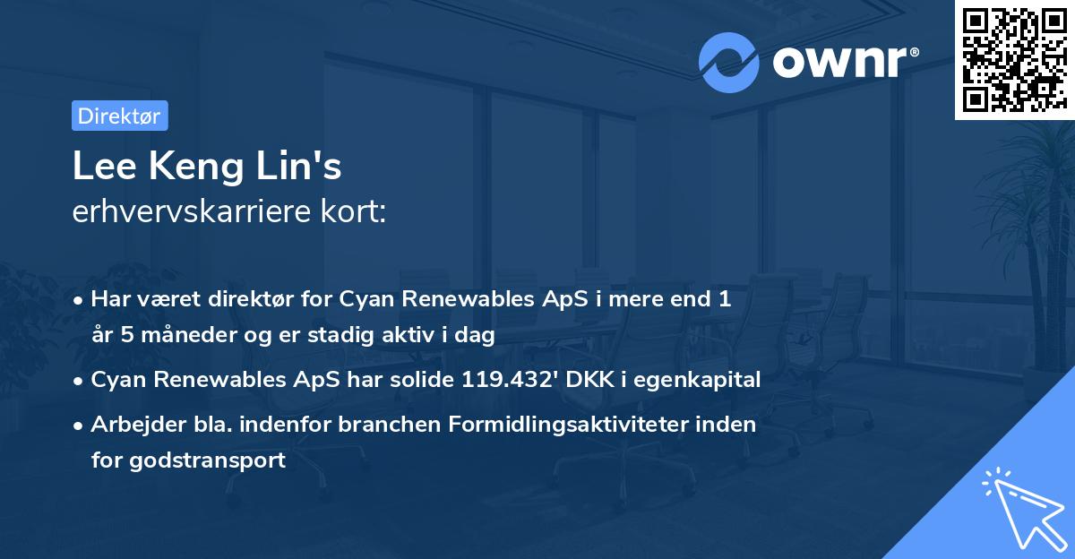 Lee Keng Lin's erhvervskarriere kort