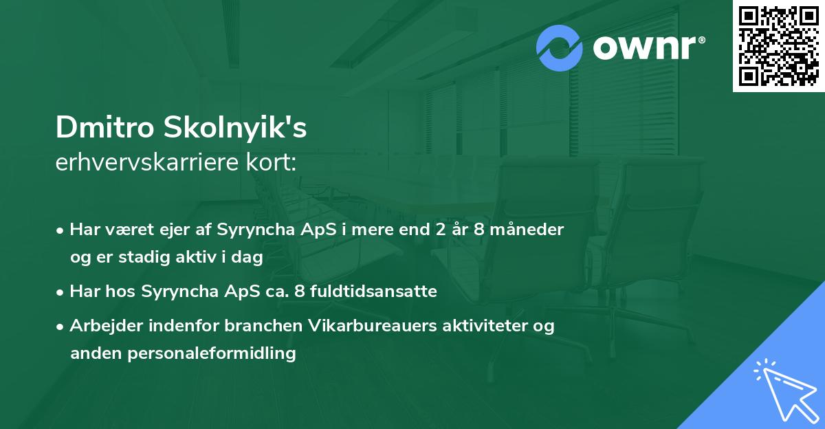 Dmitro Skolnyik's erhvervskarriere kort