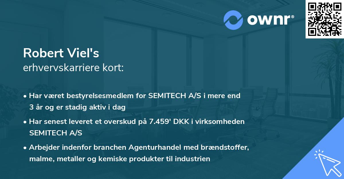 Robert Viel's erhvervskarriere kort