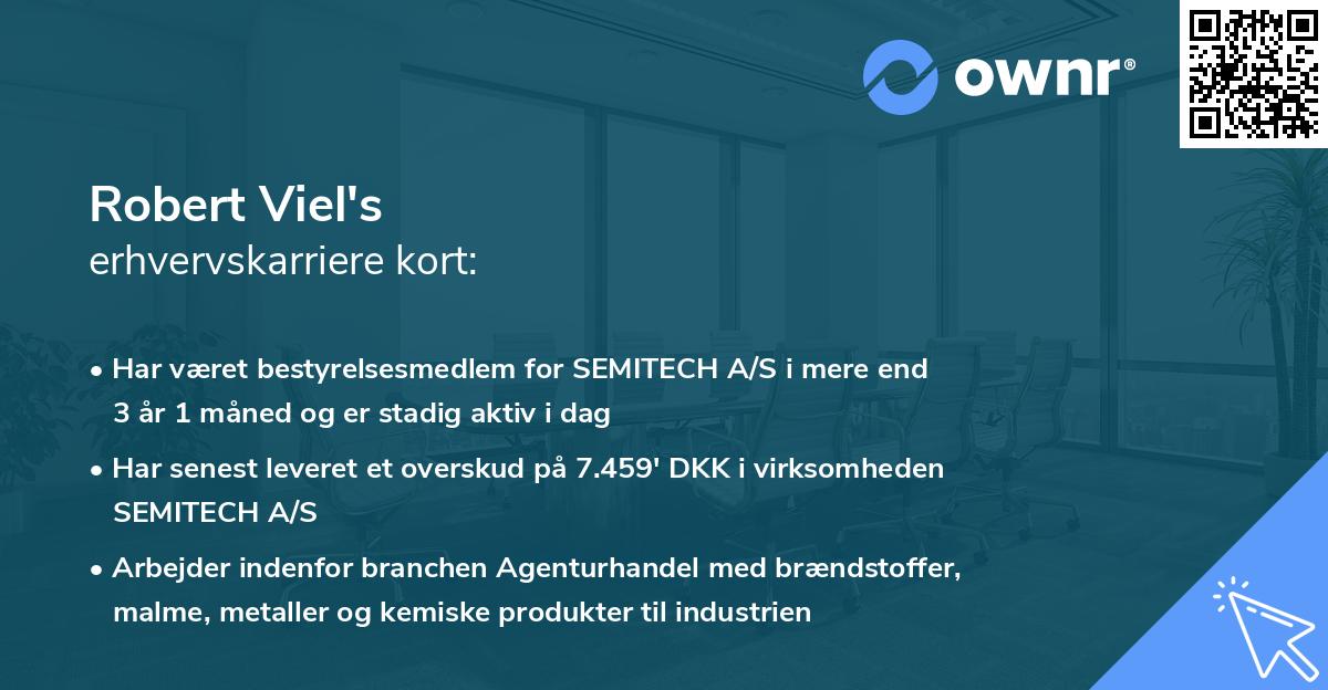 Robert Viel's erhvervskarriere kort