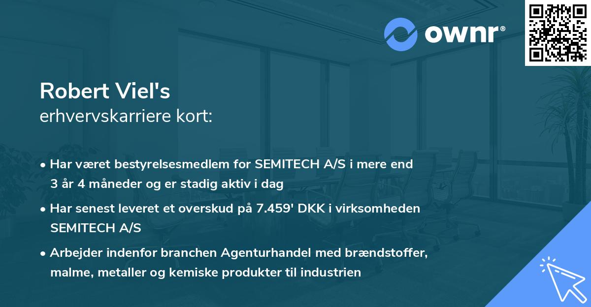 Robert Viel's erhvervskarriere kort