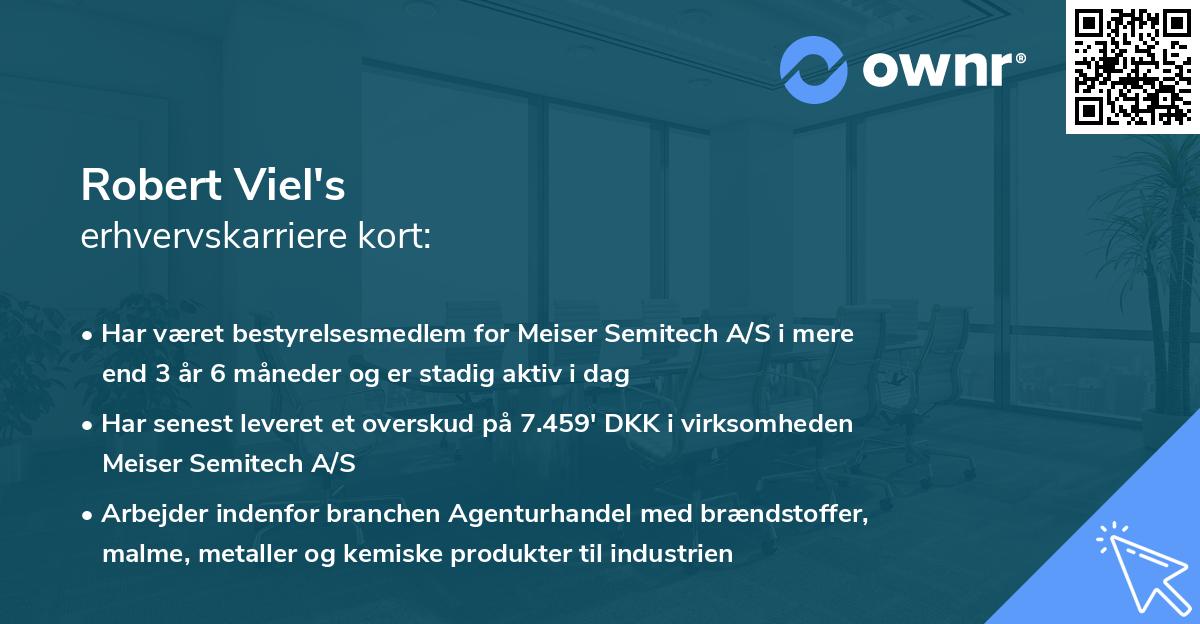 Robert Viel's erhvervskarriere kort
