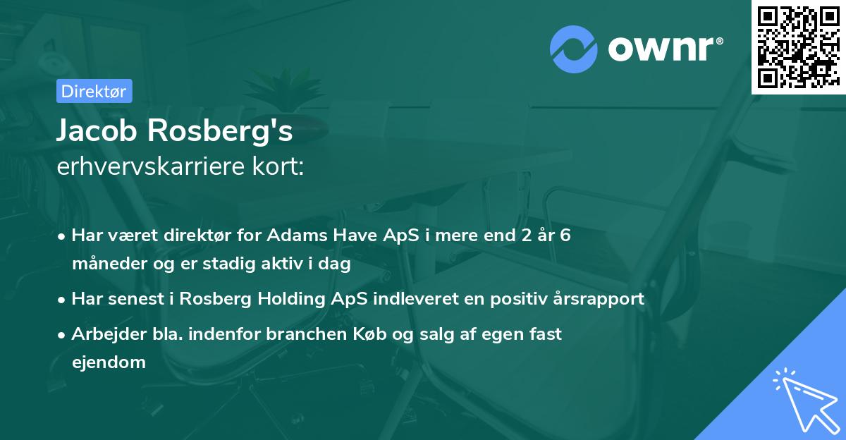 Jacob Rosberg's erhvervskarriere kort