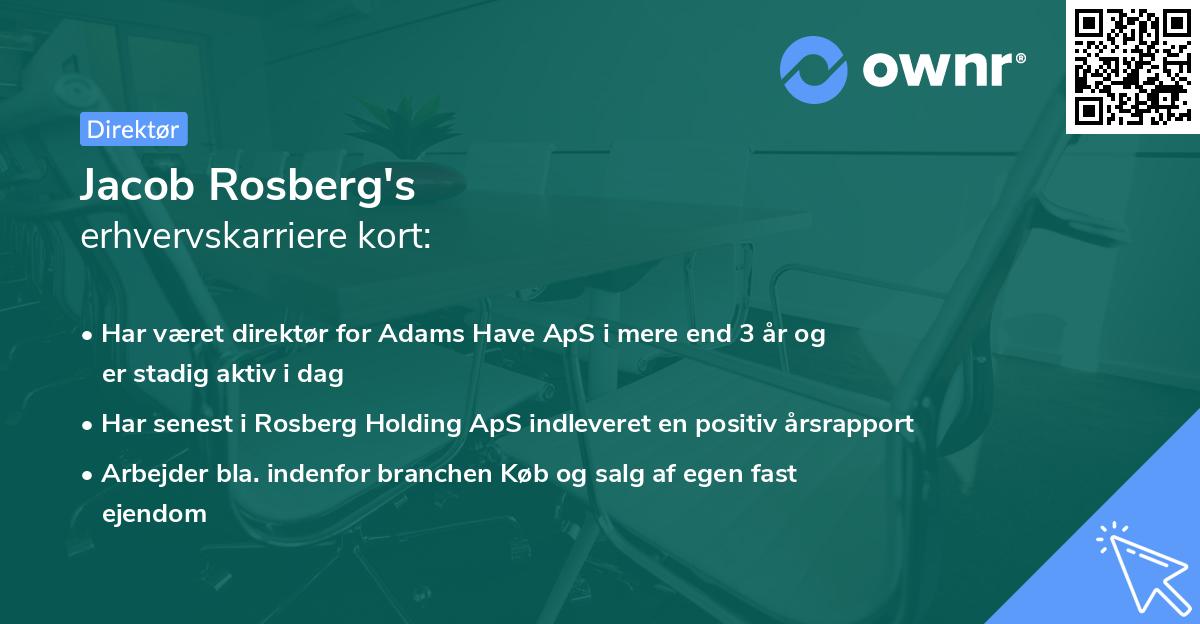 Jacob Rosberg's erhvervskarriere kort