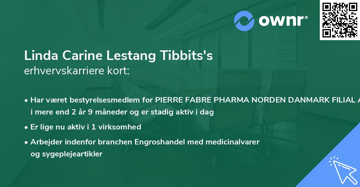Linda Carine Lestang Tibbits's erhvervskarriere kort