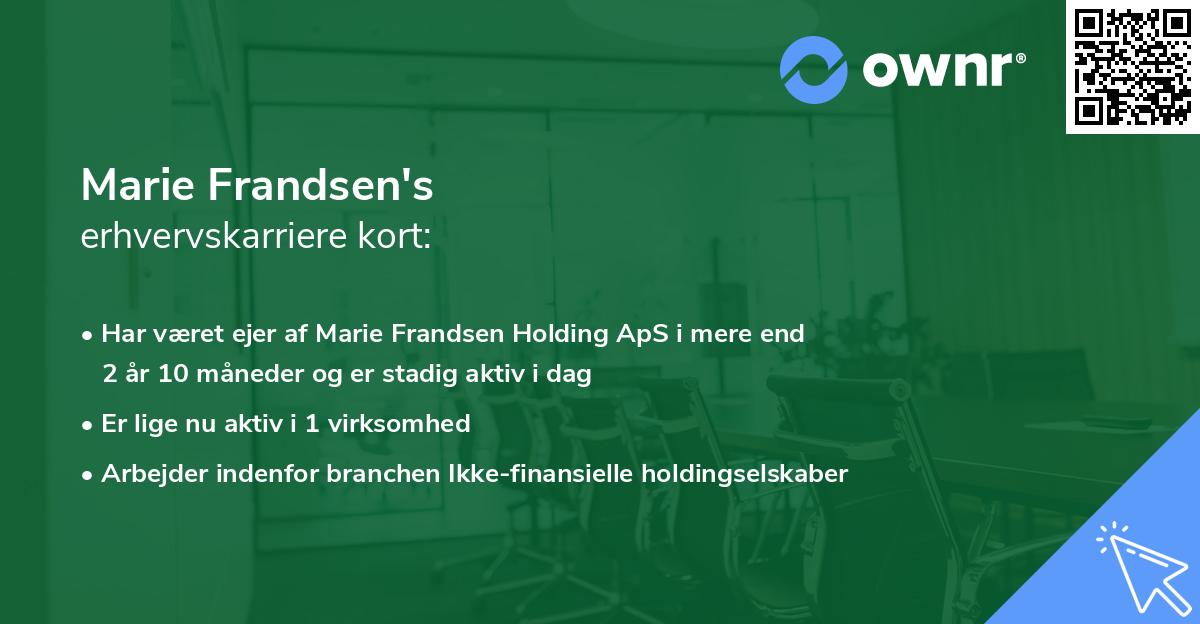Marie Frandsen's erhvervskarriere kort