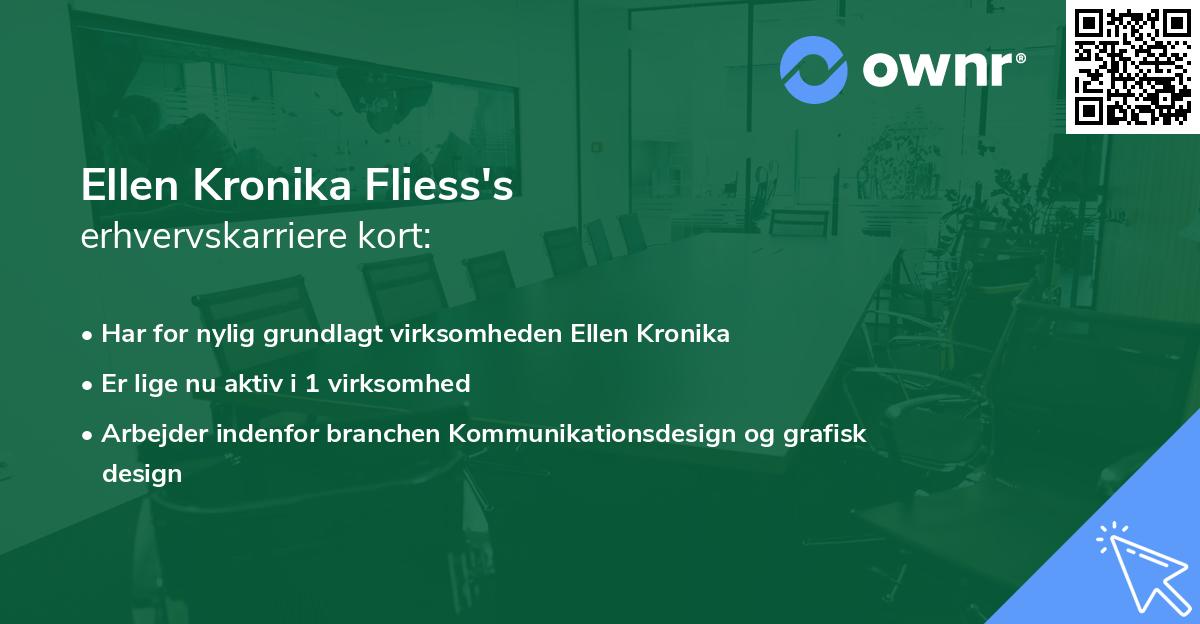 Ellen Kronika Fliess's erhvervskarriere kort