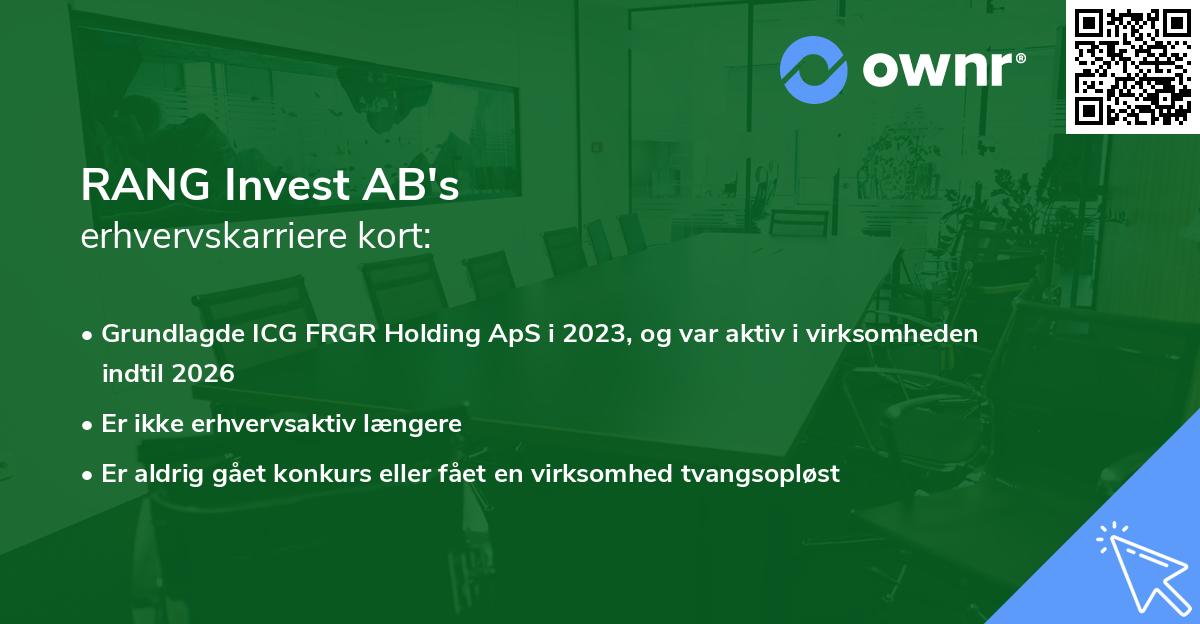 RANG Invest AB's erhvervskarriere kort