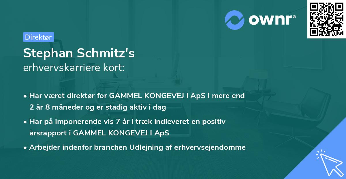 Stephan Schmitz's erhvervskarriere kort