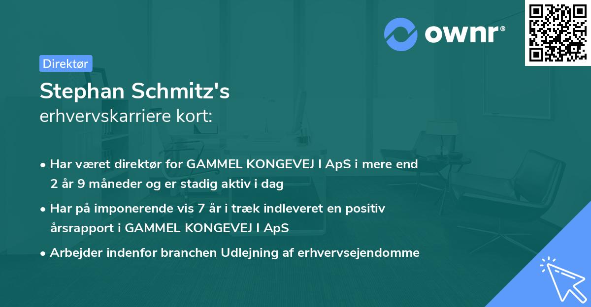 Stephan Schmitz's erhvervskarriere kort