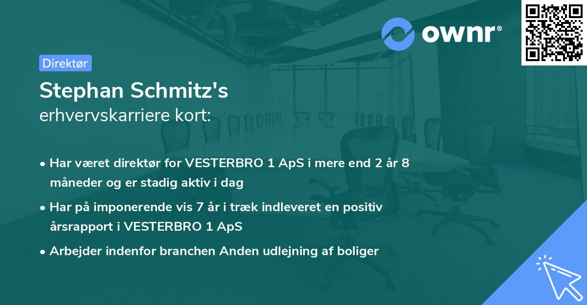 Stephan Schmitz's erhvervskarriere kort
